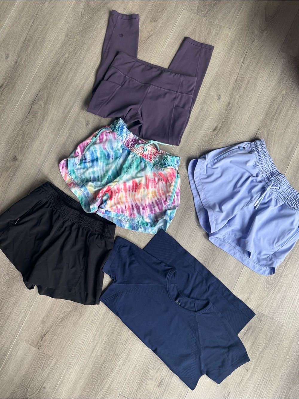 Athleta Girl Sz. L (12)  5 Piece Bundle 3 Shorts, Capris & Tee